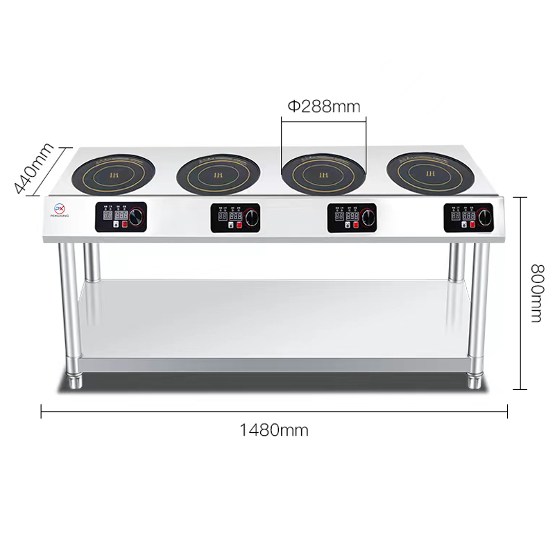 Four-Burner Countertop Horizontal Commercial Induction Cooker