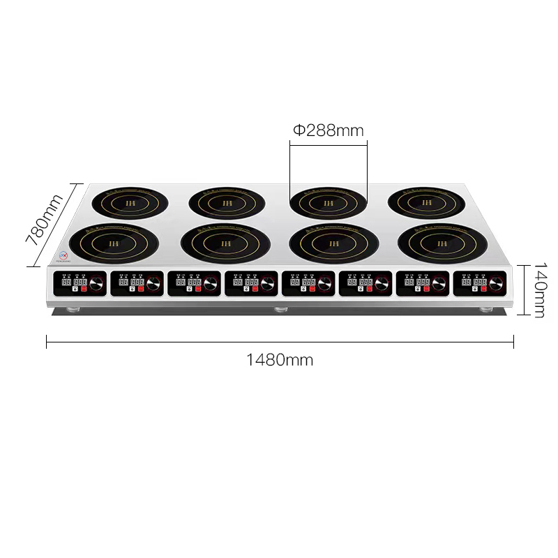 Eight-Burner Countertop Commercial Induction Cooker