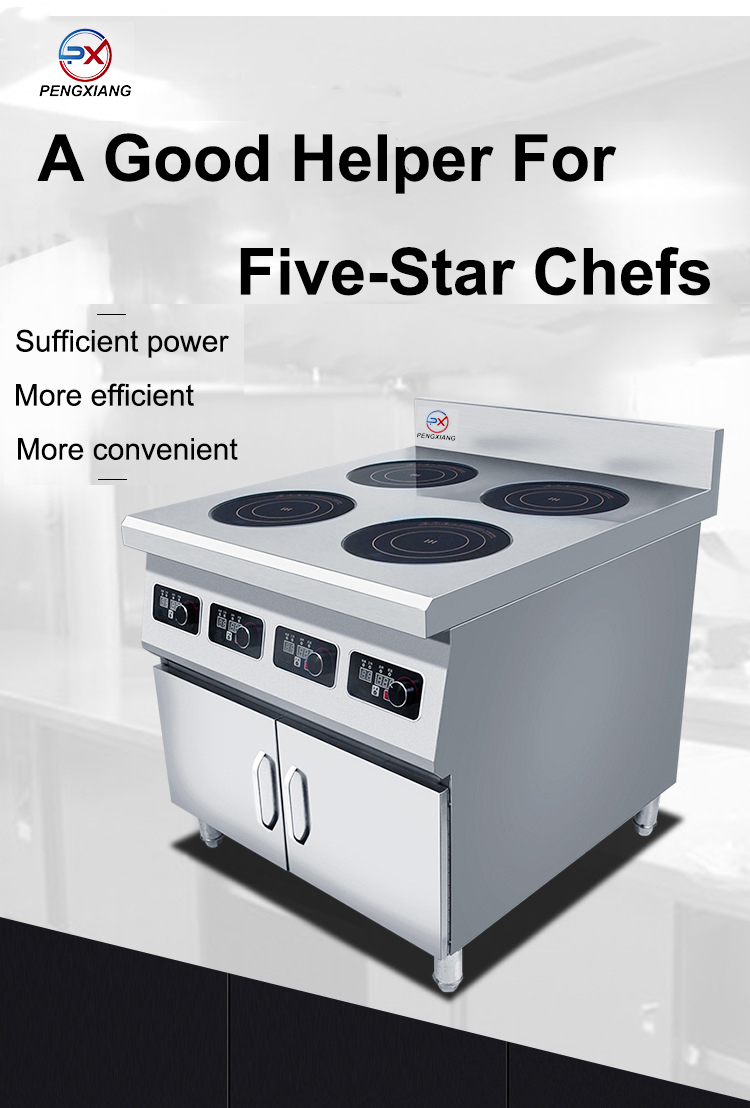  Four Burner Commercial Electric Induction Cooker with Cabinet 