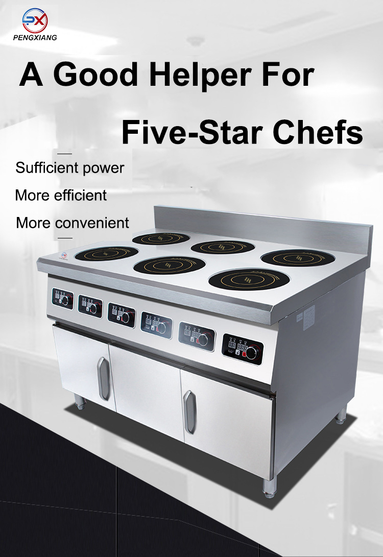  6-Burner Commercial Induction Cooker with Cabinet 