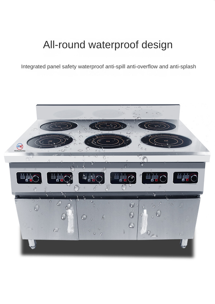  6-Burner Commercial Induction Cooker with Cabinet 