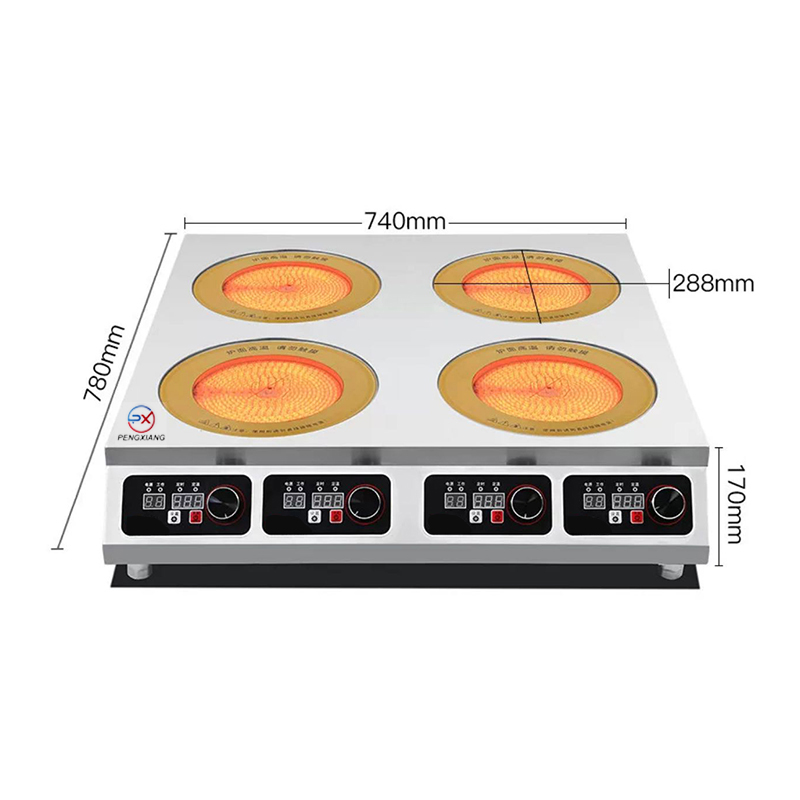 Cocina infrarroja de cerámica eléctrica comercial de cuatro quemadores