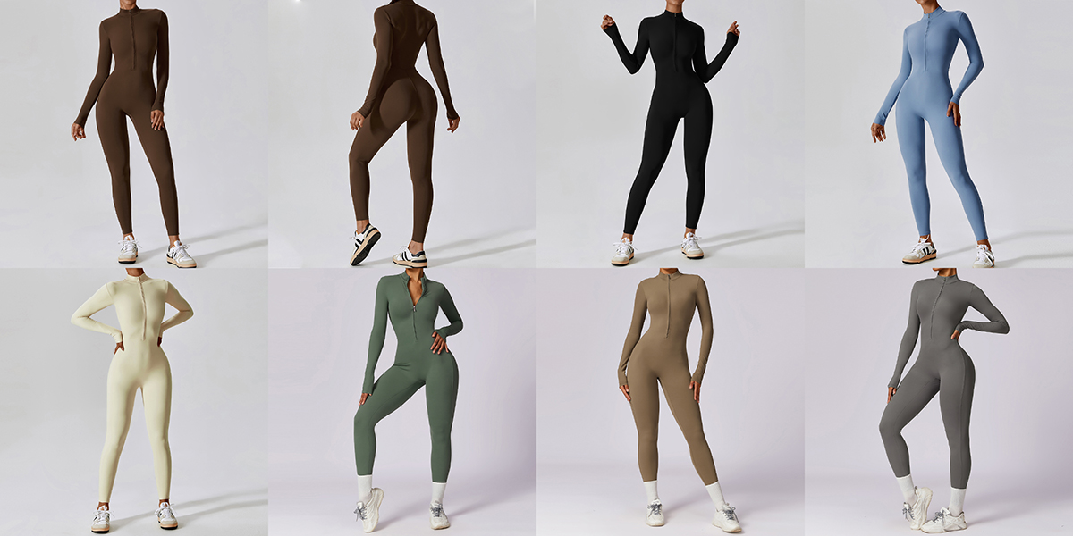 Stand collar super soft zipper women's jumpsuit leggings