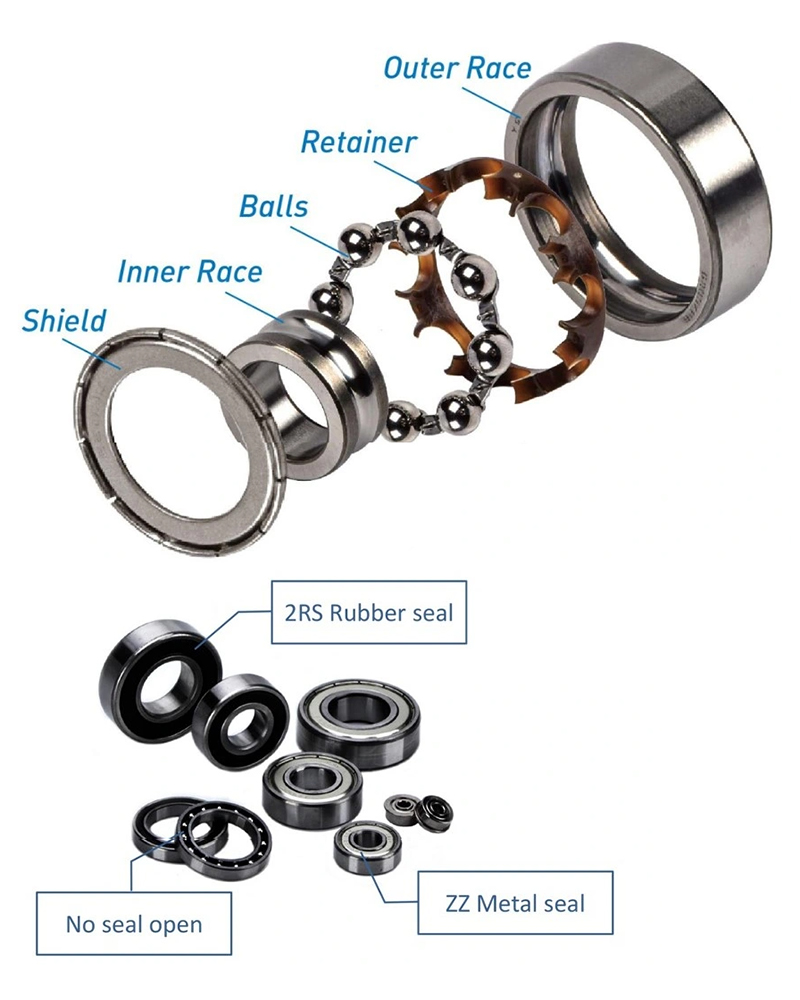  ရော်ဘာအလုံပိတ် နက်နဲသော groove ball bearings 