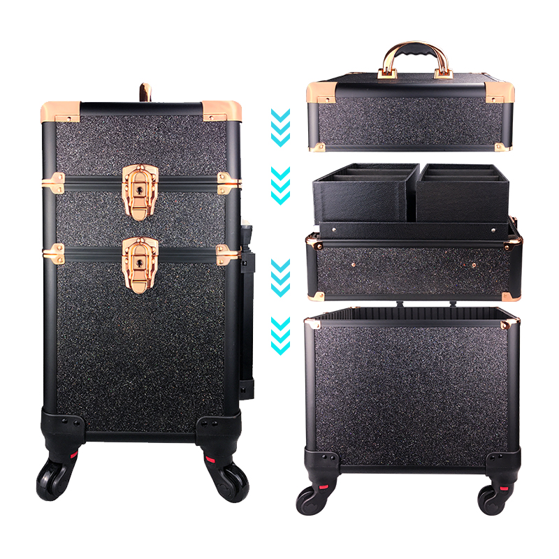 Travel Aluminum Beauty Cosmetics Makeup Case On Wheels