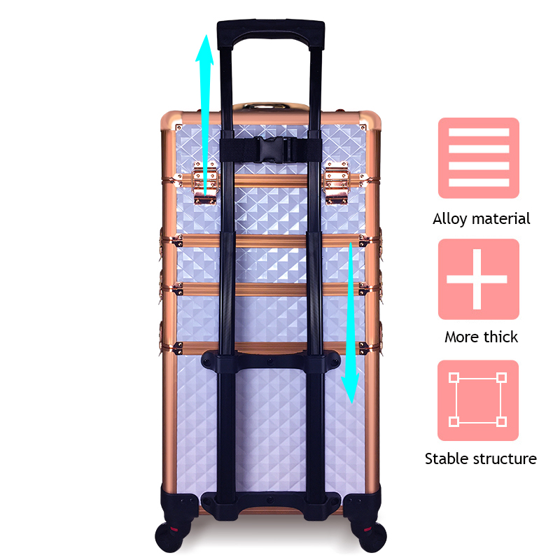 Large Aluminum Makeup Train Lockable Travel Case