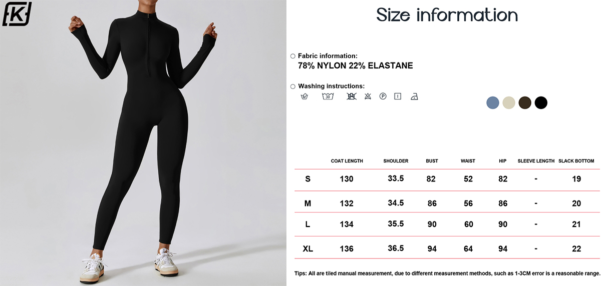 Stand collar super soft zipper women's jumpsuit leggings