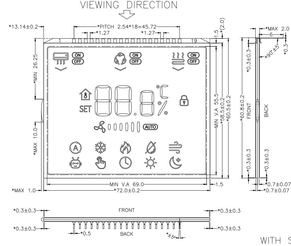 GY07924 China LCD factory Custom Thermostat LCD Screen