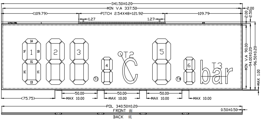 13.5 inch VA segment LCD For Disinfection Cabinet