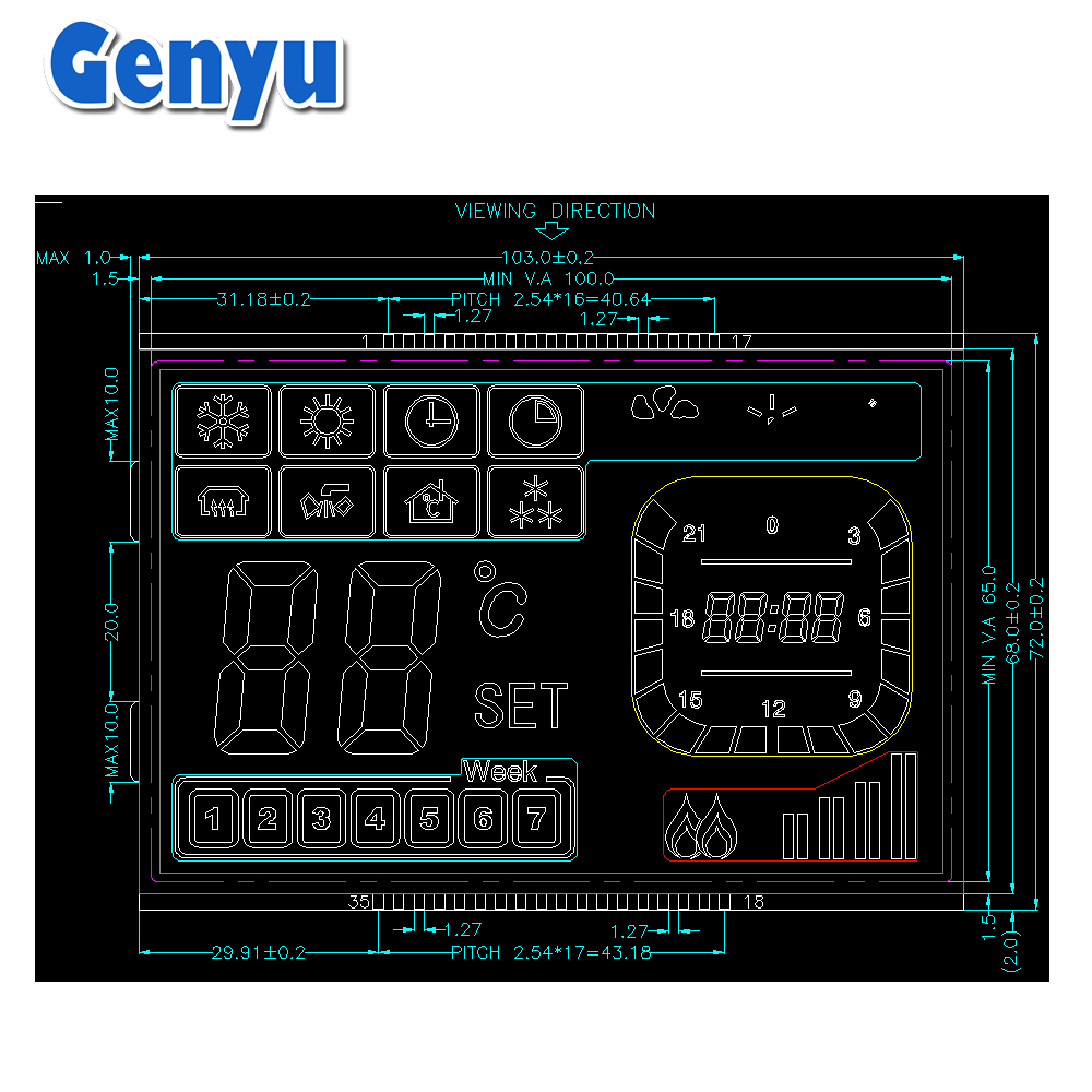 Monochrome Segment VA Color LCD Display Module For Smart Home