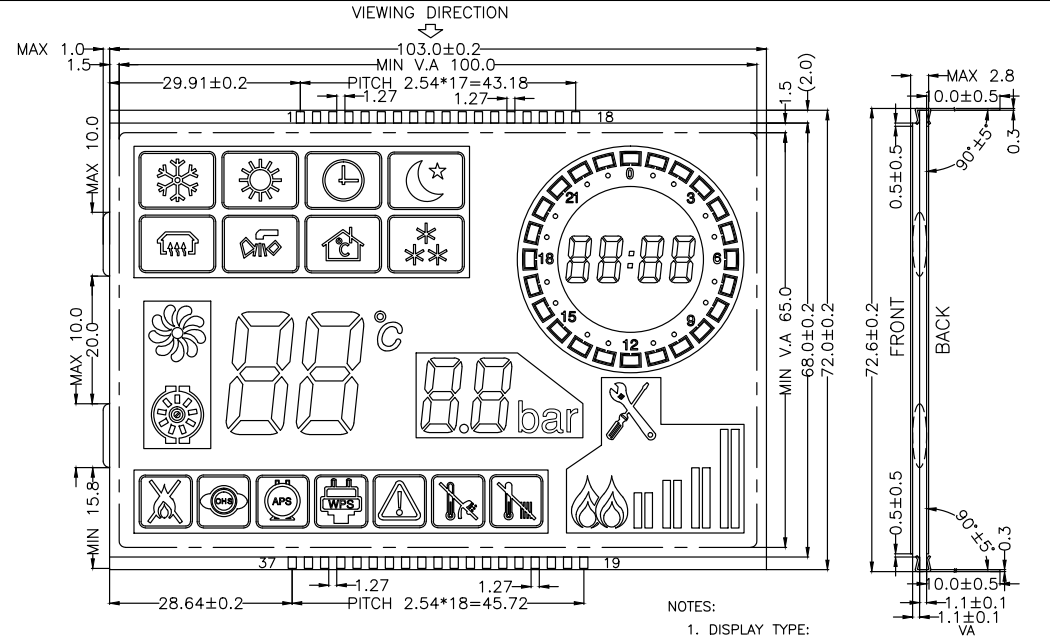 Monochrome Segment VA Color LCD Display Module For Smart Home