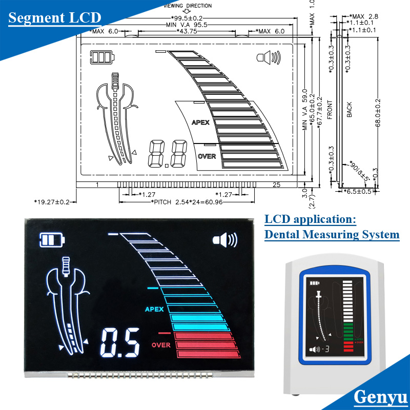 GY06805 Custom LCD Manufacturer VA TN Segment LCD Display For Dental