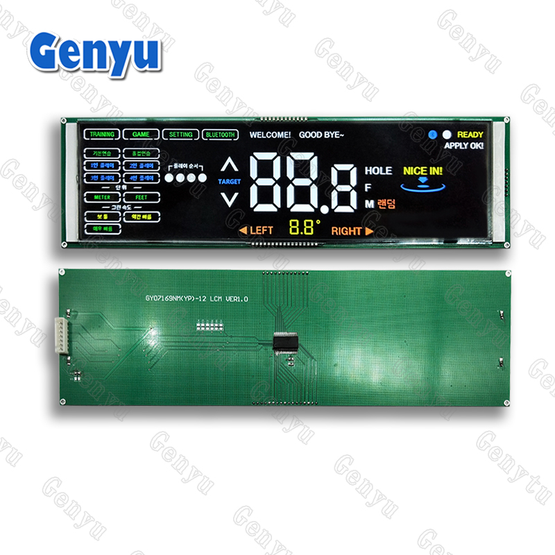 COB+PCB Custom Large Black Background Multi-Color Front 7 Segment VA LCD Display