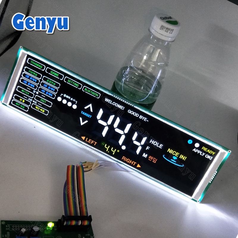 COB+PCB Custom Large Black Background Multi-Color Front 7 Segment VA LCD Display