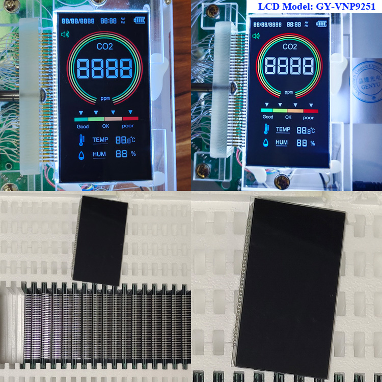 4 Inch Black Va Lcd Digit Custom LCD Glass 7 Segment LCD Display For Co2 Meter