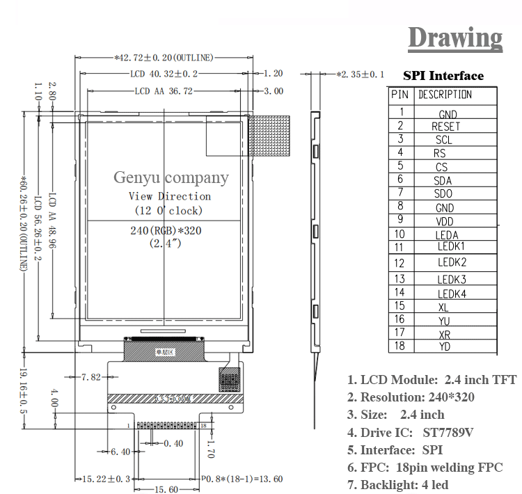 2.4 inch tft lcd display