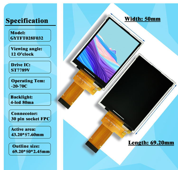 2.8 tft display 240*320 ST7789 MCU 2.8 inch tft lcd display