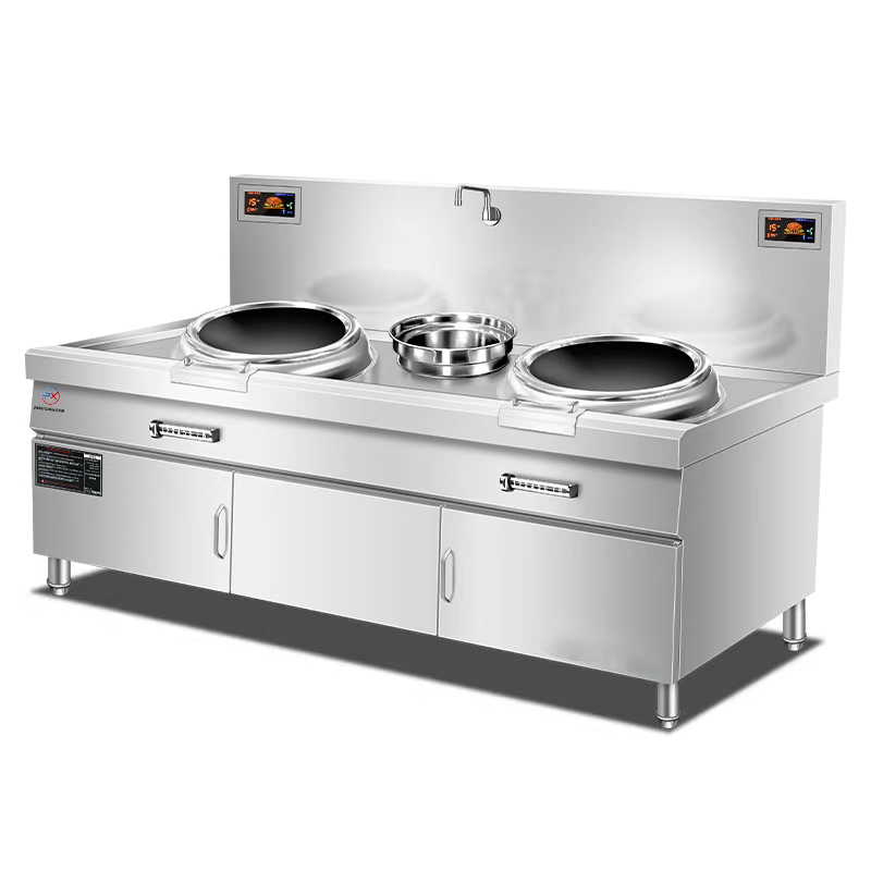 Cabinet-style Dual-head Commercial Induction Stir-fry Cooker