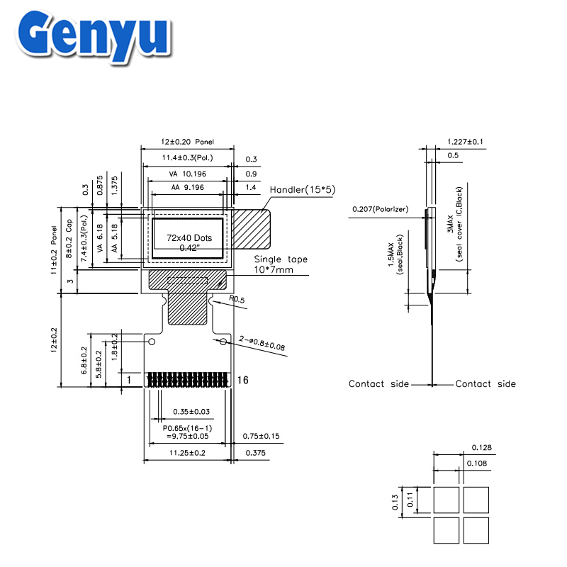 0.42 Inch Mini Size OLED Screen 72*40 SSD1315 White OLED Micro Display