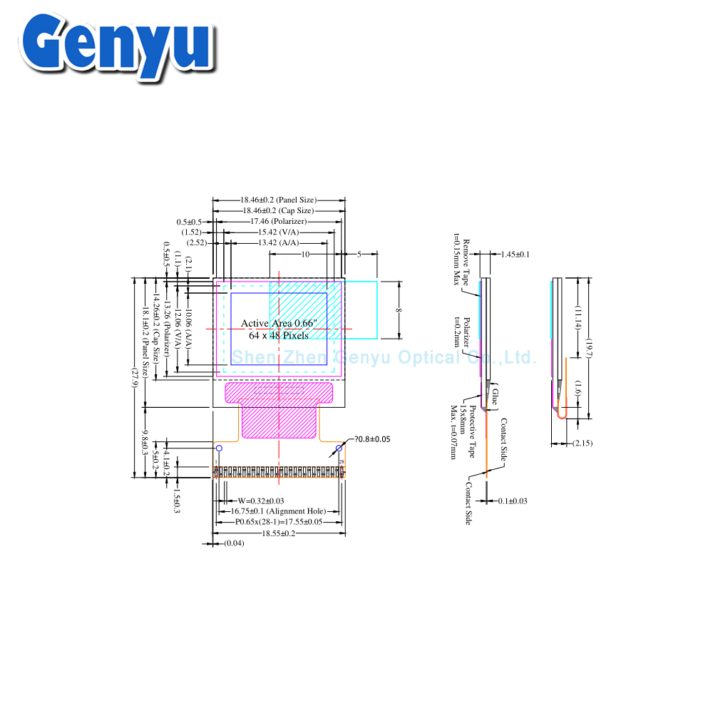 0.66 Inch Small OLE Display 64*48 SSD1306 SPI/I2C White Blue OLED Display