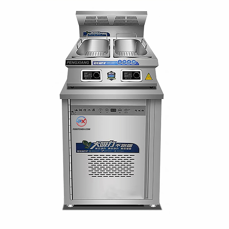 10L + 10L  Commercial Induction Deep Fryer with Extractor Hood