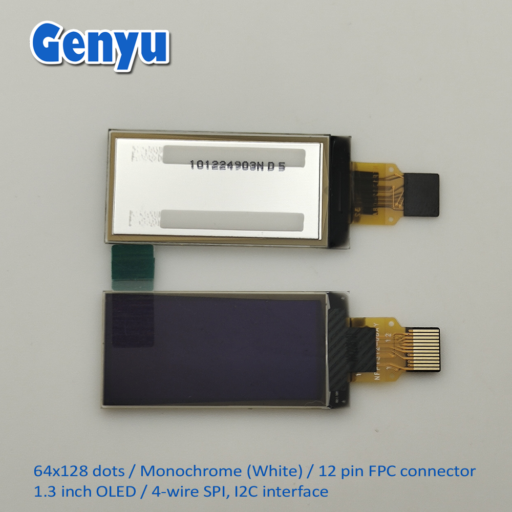 1.3 inch 64x128 OLED SSD1312 Drive 12pin FPC Spi I2C Interface White OLED display