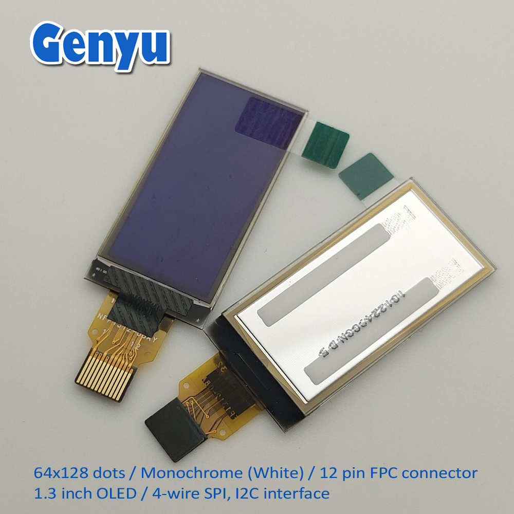 1.3 inch 64x128 OLED SSD1312 Drive 12pin FPC Spi I2C Interface White OLED display