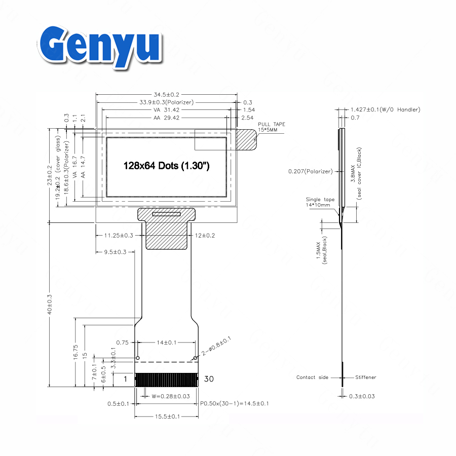 Ips SPI I2C SH1106 Blue OLED 12864 128x64 1.3 Inch OLED display 