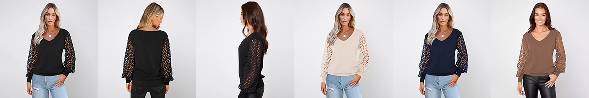 Elegant hollow V-neck long sleeve