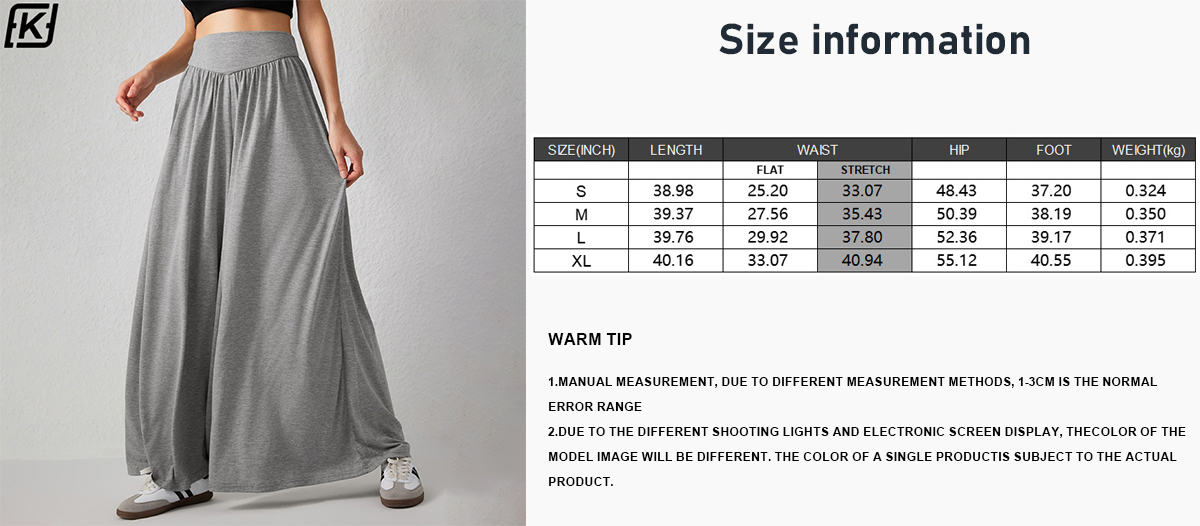 Solid color elastic-waisted simple wide-leg pants
