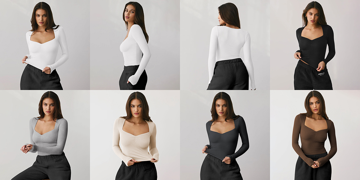 Square neck sexy long sleeve T-shirt