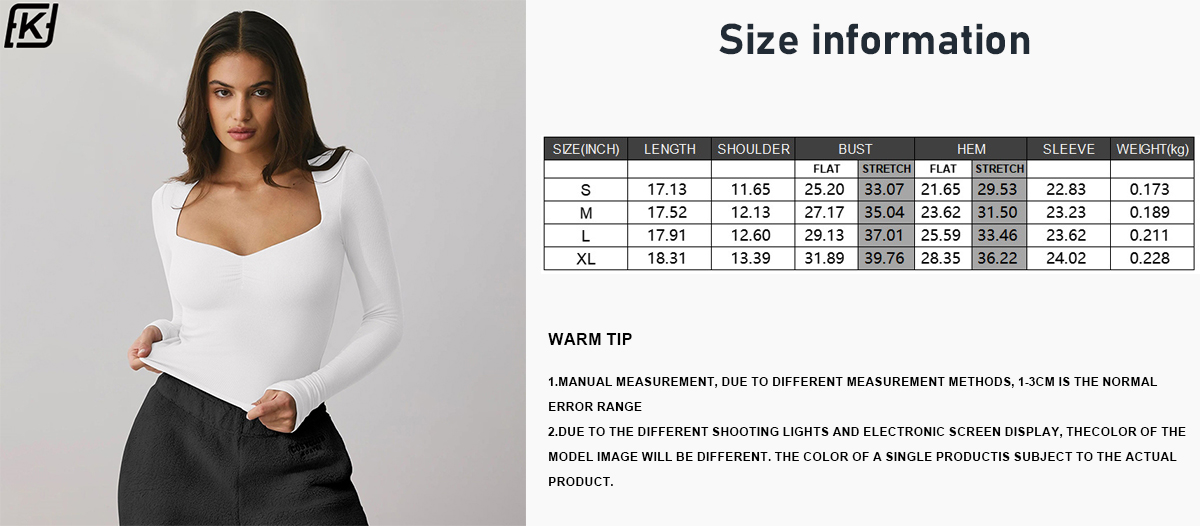 Square neck sexy long sleeve T-shirt