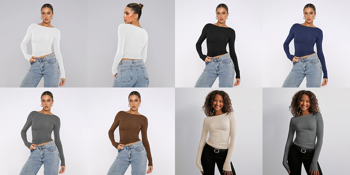 Long sleeved slim fit T-shirt