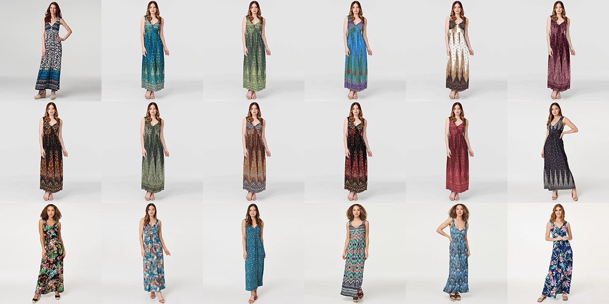 Digital printed peacock feather beach dress