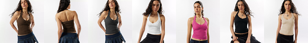 Threaded sexy backless knit vest