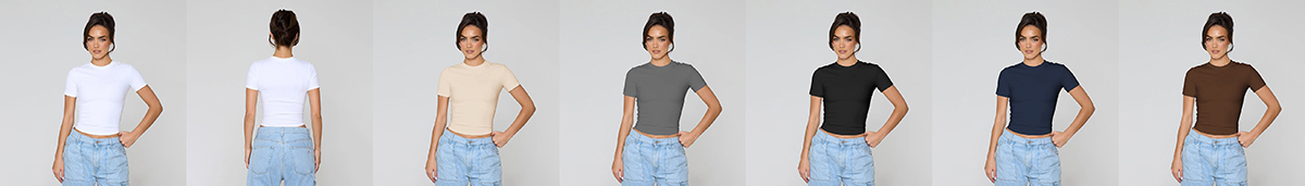 Solid color crew neck slim knit top