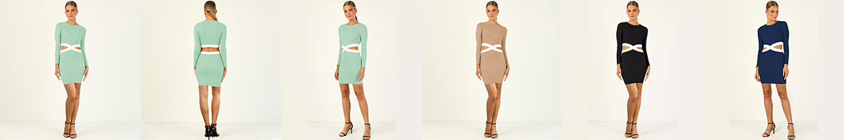Sexy knit dress with hollowed-out waist