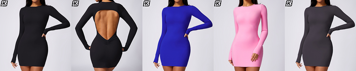 Long-sleeved sexy backpack-hip dress