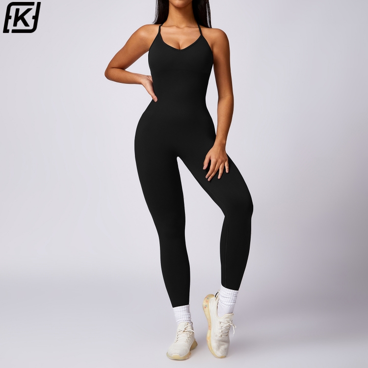 Hollow-out back seamless yoga suit