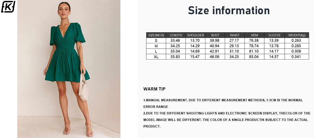 Puff Sleeve V Neck Dress
