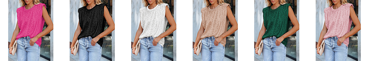 Small sequined crew neck tank top