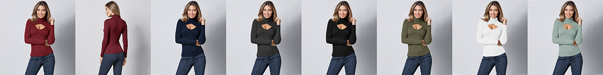 Semi-turtleneck knitted long-sleeved T-shirt