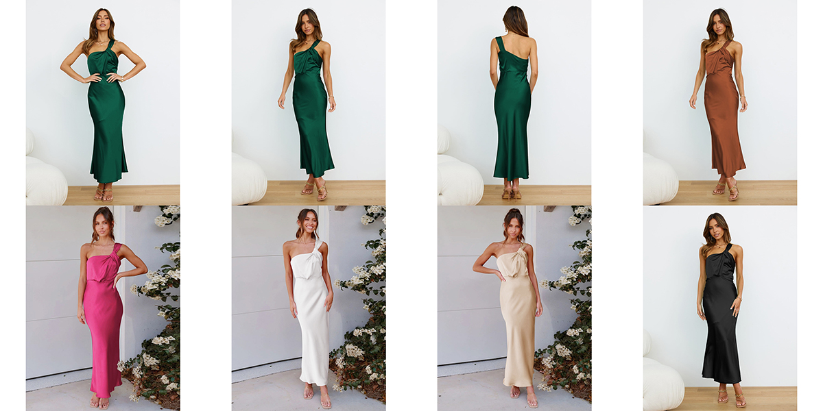 Elegant one-shoulder slim dress