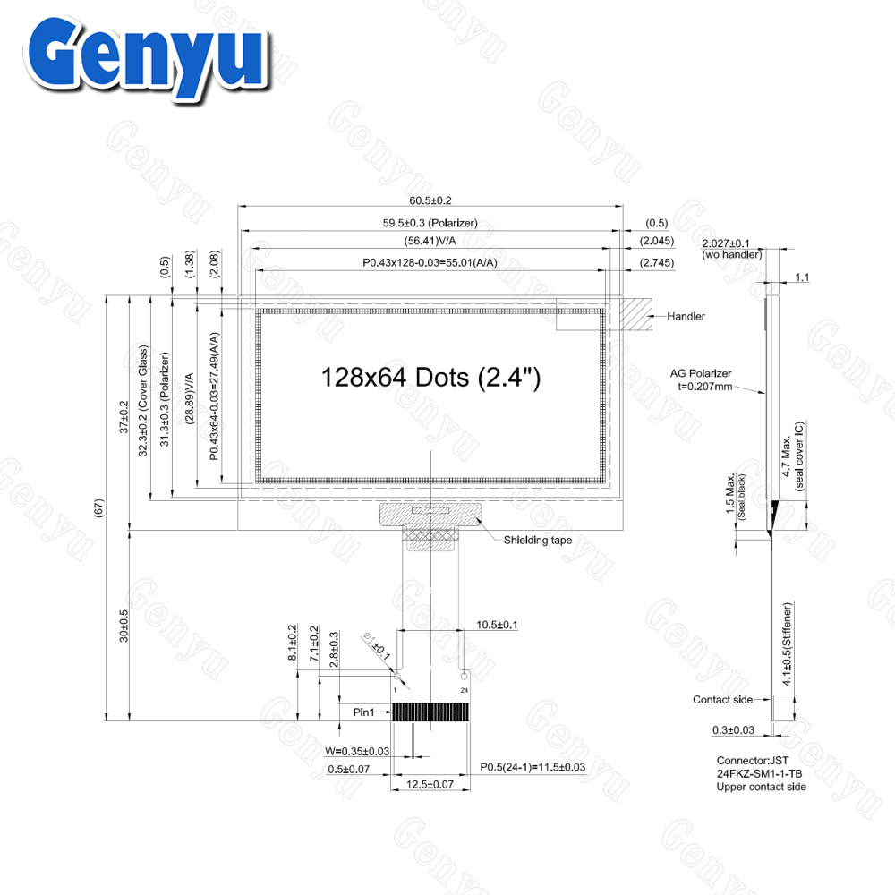 2.42 8-Bit/SPI/IIC Serial SSD1309 2.42" 128x64 OLED Display