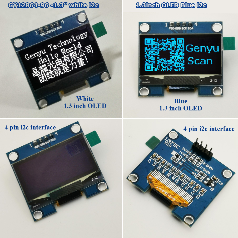 Oled with Pcb 4/7Pin I2C SPI 1.3 Inch 12864 Oled Module