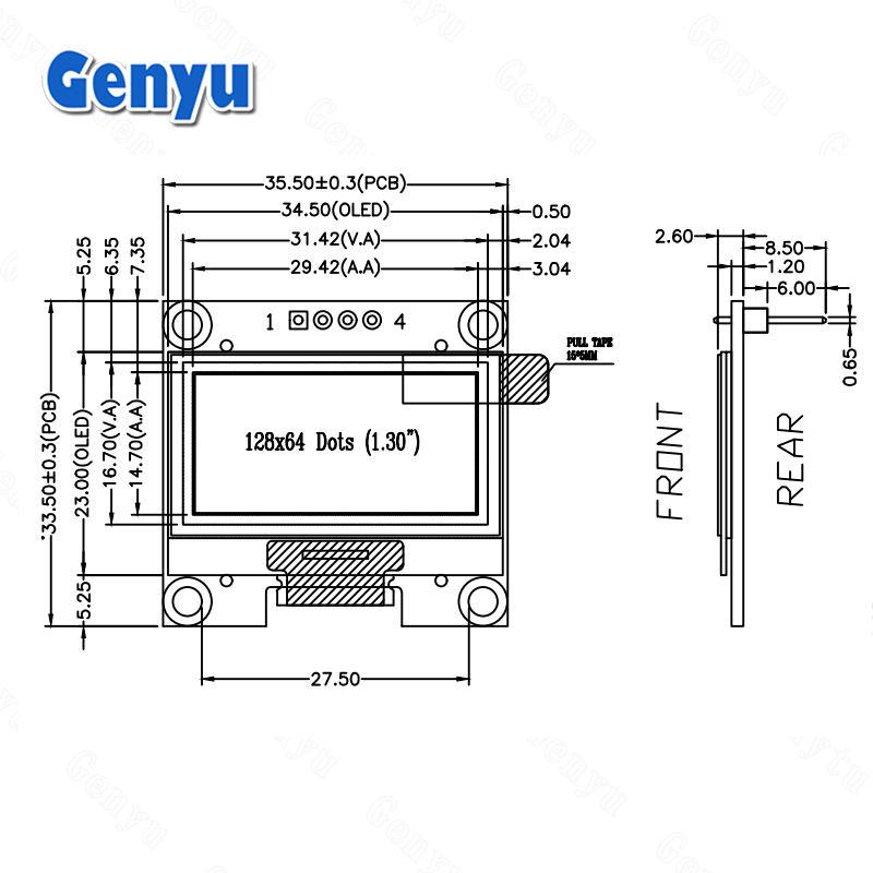 1.3 inch 128*64 OLED Blue 4Pin I2C 1.3 Inch 12864 Oled Module