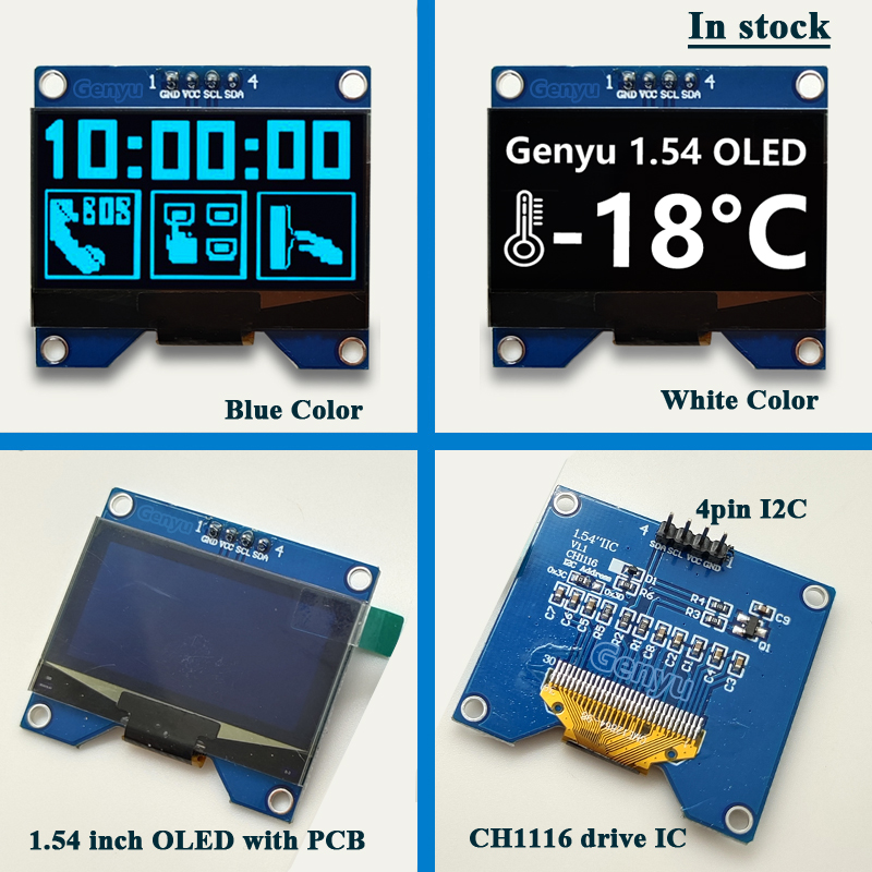 1.54" White OLED PCB I2C 12864 1.54 Inch OLED Display Module