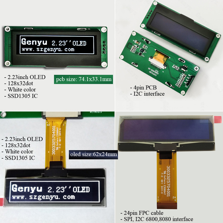 2.23" White OLED 4pin PCB I2C 128x32 2.23 Inch OLED Display Module