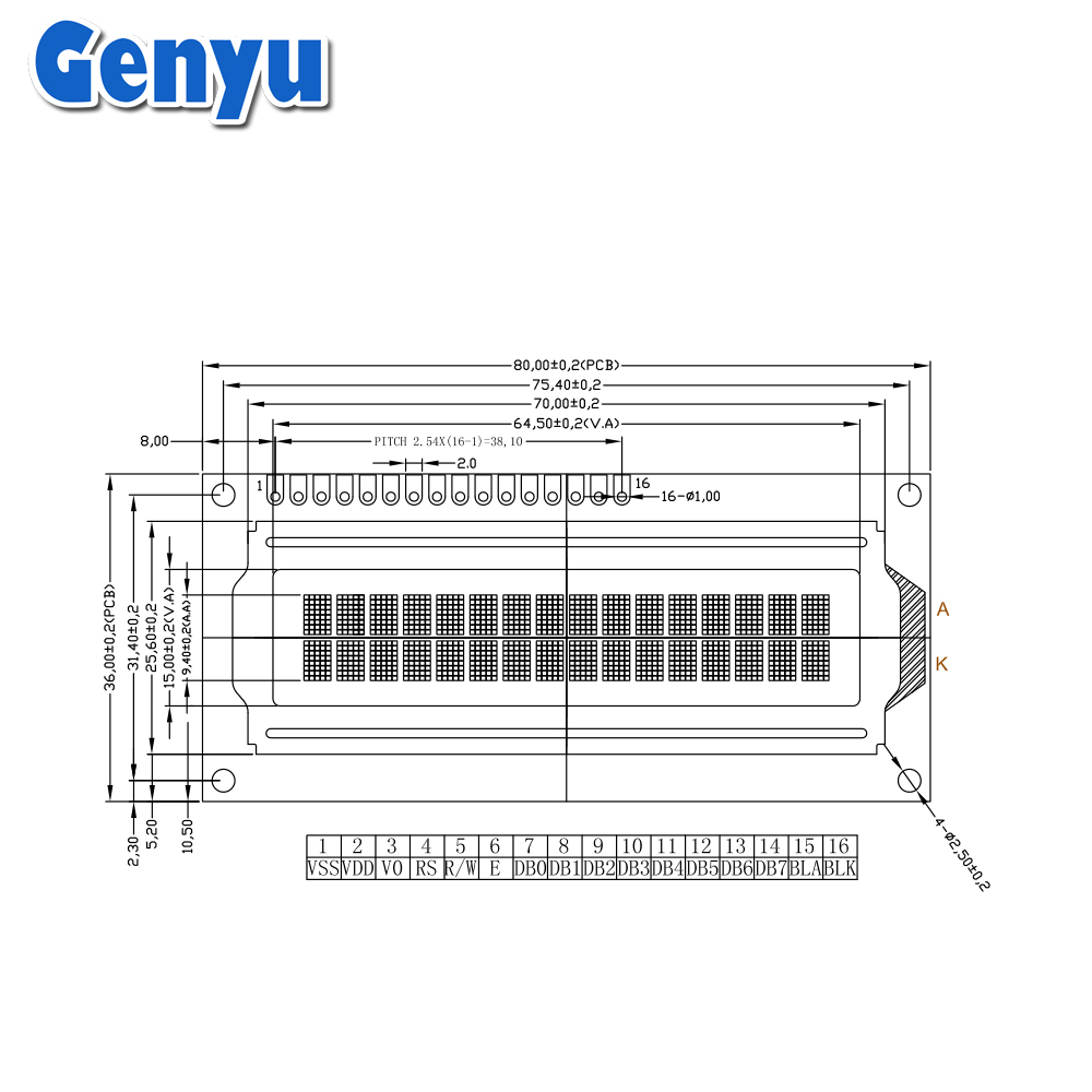 16x2 lcd GY1602A STN Yellow Positive LCD Character COB LCD Display Module 1602