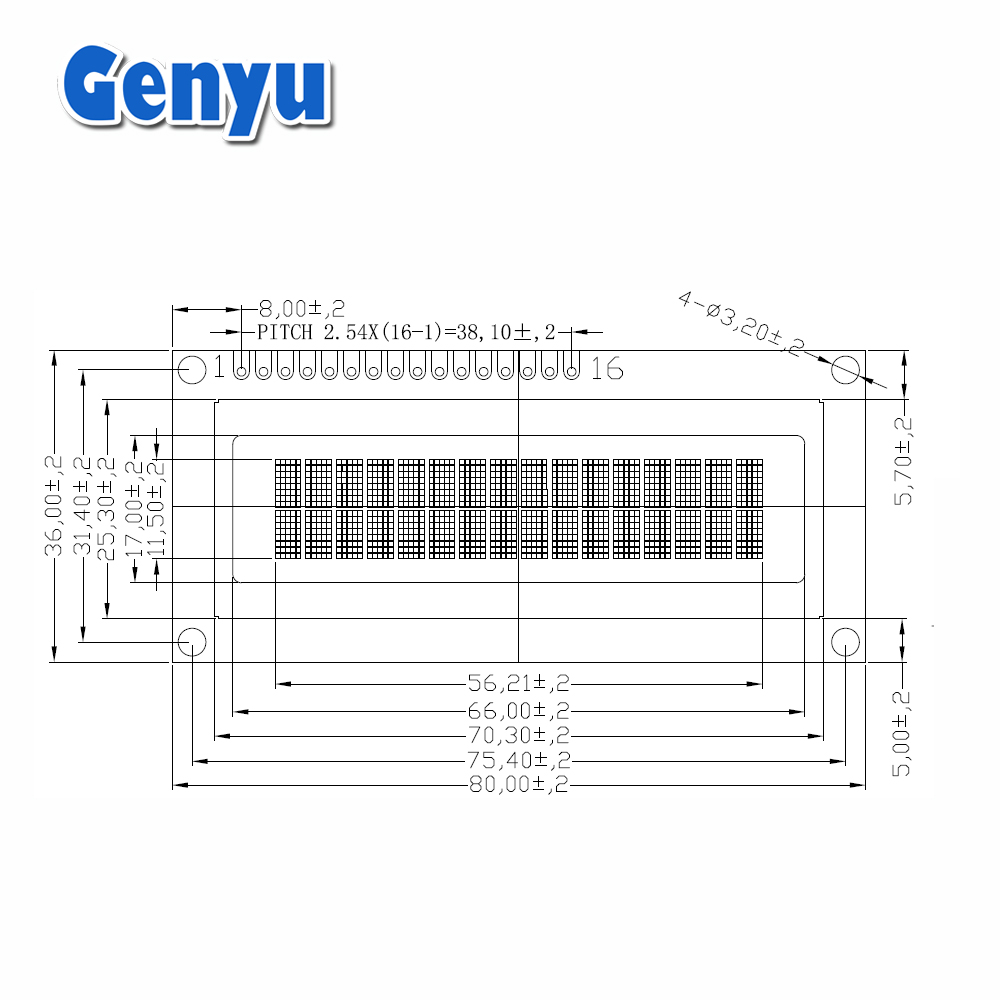 1602 lcd Module 5V 3.3V STN Grey 80*36mm character LCD Display Screen 16x2